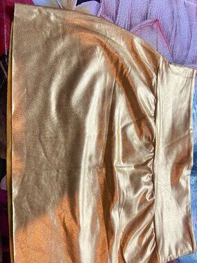 Medium Metallic Gold American Apparel Bandage Mini Skirt